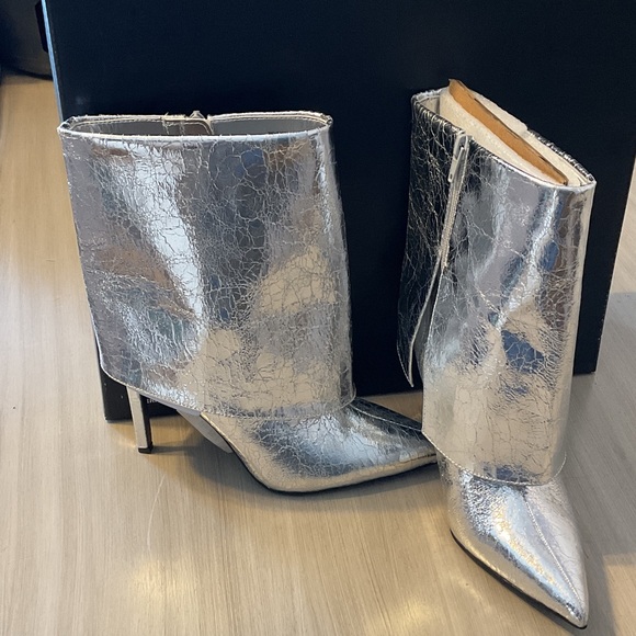 INC International Concepts Metallic Silver Heeled Boots - Picture 3 of 5